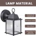 Classic Black Aluminum Wall Lamp Wet Location Outdoor Fixture, Die-Cast Aluminum & Tempered Glass, E26 Base (60W Max) for Porch, Garage, Garden (Single Pack