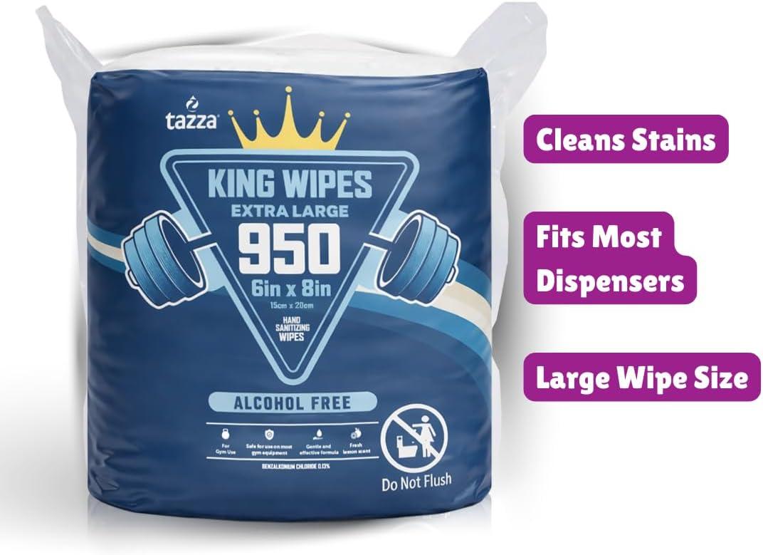 Tazza Gym Equip Wipes, 950 Count wipes - Durable, Pre-Saturated Gym Equipment & Surface Cleaning Wipes