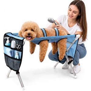 Foldable Pet Grooming Table Hammock, Suitable for Small Dogs and Cats, Pet Joint Protection, Stainless Steel Independent Stand,Used for Bathing and Grooming, and Support for Elderly Pets, 25 Lbs