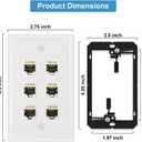iwillink 10Gbps Ethernet Wall Plate Cat6A, 6-Port Keystone Wall Plates with Cat 6A Shielded Coupler and Bracket, Female to Female Cat6a Wall Plate, 1 Pack