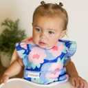Tiny Twinkle Mess Proof Baby Bib for Girls | Waterproof Toddler Bib for Eating | Baby Apron for Feeding | Machine Washable | Perfect Shower Gift (Floral Blue, 624M)