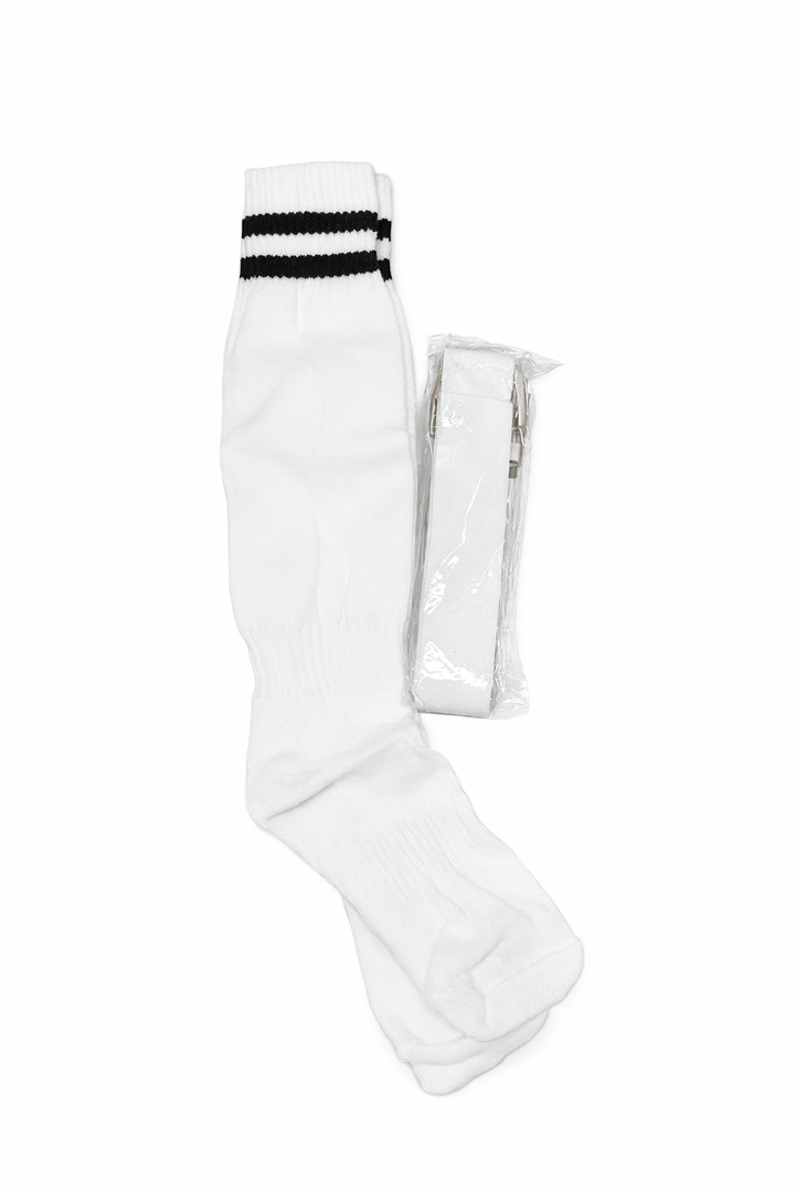 NORBIARIZ  Youth Baseball Socks and Belt Combo Set, Softball Socks for boys & girls, Baseball Belt, White