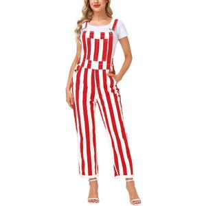 Magrank Womens Striped Bibs Overalls Cotton Denim Coveralls Stretch Jeans Jumpsuit Medium