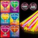 JOYIN 36 Packs Neon Valentines Day Gift Cards with Glow Stick Bracelets, Glow in the dark Necklaces for Valentine's Party Favor, Valentine Classroom Exchange Cards, Valentine School Prize