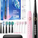 TEETHEORY 2 Pack Sonic Toothbrush, Electric Toothbrush Adults with 40000VPM 5 Modes 12 Brush Heads 2 Travel Cases, Sonic Toothbrush 4 Hours Charge Minimum 30 Days -Black&Pink
