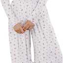 Ezbelle womenss Fall Fashion Lounge Sets Pajama Two Piece Cropped Pullover Jammies Outfits Casual Loungewear (Medium, White Pink)