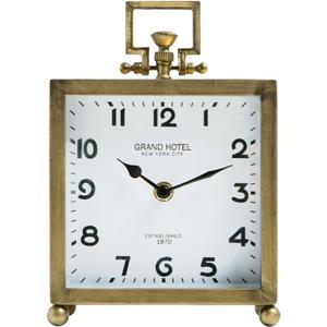 NIKKY HOME Gold Table Clock, Silent Non-Ticking Classic Battery Operated Decorative Mantel Desk Shelf Clock for Living Room Decor (Large)