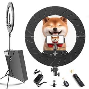 Ring Light 18 INCH Kit,55W6700k Dimmable LED Light, Tripod Stand, Remote Controller,Box for Camera,Smartphone,YouTube,TikTok,Self-Portrait Shooting,CRI95 (Ice Blue (Ice Blue Like A-N-N-E))
