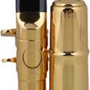 Yibuy #7 Golden Brass B-flat Soprano Saxophone Mouthpiece with Ligature Reed