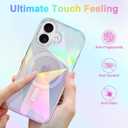 Cute Case for iPhone 16 Plus Case for Women Girls [ Compatible with Magsafe ] Clear Glitter Girly Aesthetic Rainbow Sparkly Bling Magnetic Phone Cover, Iridescent Geometry