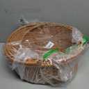 Lanpn Rattan Easter Basket 2 Pcs Set Double Handle Woven Baskets Waterproof for Egg Hunt Candy Picnic and Spring Home Decoration Wicker Basket (Brown)