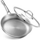 Titanium Pan, 12 Inch Pure Titanium Hammered Pro frying pan with Lid, Non-Toxic Skillet for Cooking, PFAS/PFOA/PTFE Free Cookware, Dishwasher&Oven Safe, Kitchen Induction Compatible