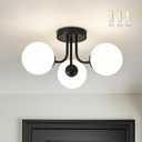 3-Globe Black Flush Mount Ceiling Light in a Modern Farmhouse Design is Ideal for Living Rooms, Bedrooms, or Dining Rooms. Model:CKCL4845-3W-BK(Bulb Incl)