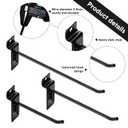 Ferraycle 24 Pack Slatwall Hooks Heavy Duty Garage Wall Hooks Set, 4/6/8 Inch Metal Tool Hangers for Slat Wall Panels, Garage, Shed & Workshop Storage Organization(Black)