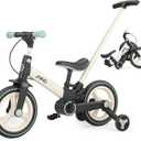 JMMD Toddler Bike with Push Handle for Kids 18-60 Months, 6 in 1 Foldable Push Bike with Training Wheels, Pedals, Brakes, Kickstand, Kid Balance Bike Gift & Toys for Boy & Girl (Large, Mint)