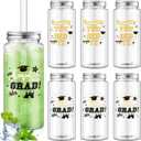 Skylety 24 Pcs Graduation Plastic Cups with Lid and Straws 13. 5 oz Class of 2025 Clear Plastic Tumblers Reusable Coffee Tea Hot Cocoa Beverage Tumbler for Congrats Grad Favors Supplies(Gold)