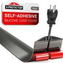 Floor Cord Cover X-Protector  5 Overfloor Cord Protector  Self-Adhesive Power Cable Protector  Silicone Cord Protector  Ideal Extension Cord Cover to Protect Wires On Floor (60 in)