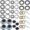 4Sets L68149 L44649 Trailer Hub Bearings Kit for 1-3/8'' to 1-1/16'' Tapered Axle, with Castle Nut Washer 171255TB/10-19 Grease Seal 1.98'' Dust Cap, Hub Bearing Kits for 3500lbs #84 Spindle