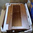 Chrangmay 47.24" Big Modern Vanity Desk with Mirror and Lights,Makeup Vanity Desk with 5 Drawers and Storage Shelves & Power Outlet,Dressing Table with Glass Top, Brown