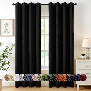 MIULEE Blackout Curtains for Bedroom Living Room 2 Panels, Thermal Insulated Room Darkening Drapes Grommet Noise Reducing Light Blocking Window Treatments 84 Inches Long 50x84 Inch Black