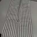 jinchan Striped Linen Kitchen Curtains 24 Inches Length Tier Curtains Farmhouse Modern Cafe Style Small Window Treatments Airy Light Filtering Rod Pocket for Living Room Bathroom 2 Panels Blue