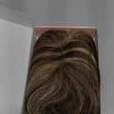 HOOJIH Hair Topper for Women with Thinning Hair 4x2.5inch Base Real Human Hair Topper with Bangs Handmade Invisiable Lace Front Topper - Medium Brown with Blonde Highlights