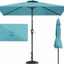 6.5' x 10' Rectangular Patio Umbrella Large Outdoor Market Umbrella w/UV Protection, Push Button Tilt and Crank Lift, Rectangle Table Umbrella for Garden, Deck, Pool, Patio, Sky Blue
