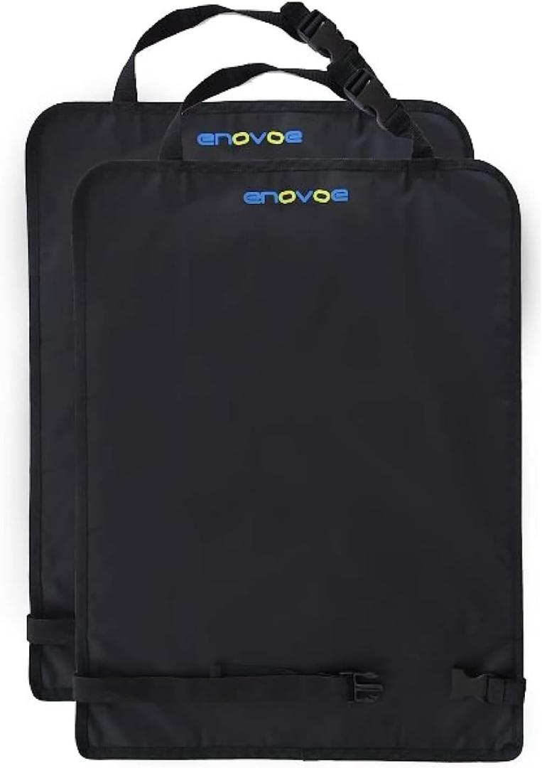 Enovoe Kick Mats Back Seat Protector for Kids - 2 Pack - Premium Quality Car Seat Back Cover Offers Waterproof Protection of Your Upholstery from Mud and Scratches - Backseats Kick Protector for Child (Black)