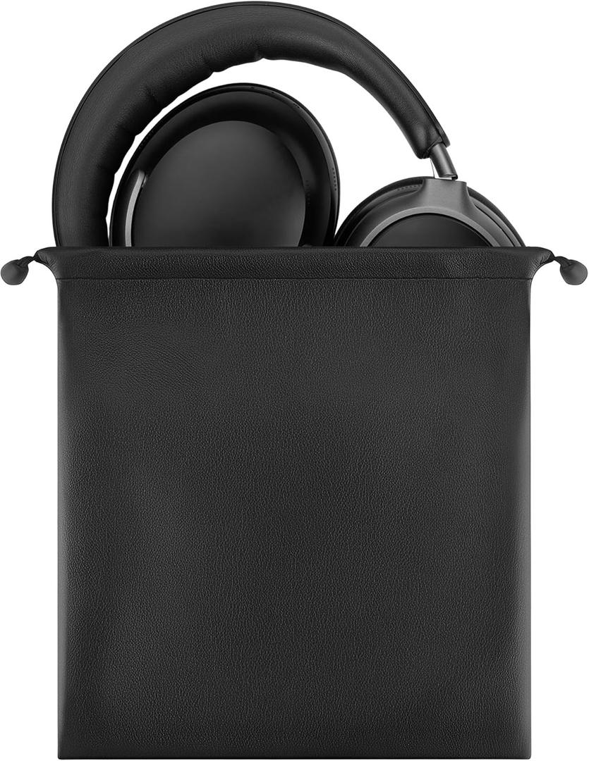 Geekria Headphones Pouch, Compatible with Sony WH-1000XM6, WH-1000XM4, Bose QC Ultra II, QC 45 and More, Universal Headset Pouch/Portable Travel Bag (Black PU)