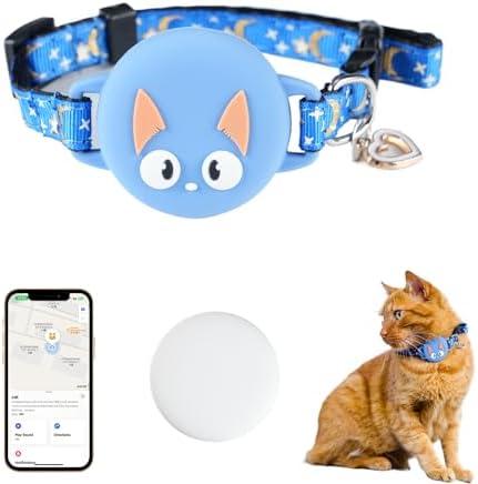 Cat Tracker Collar Waterproof with Airtag Holder, Reflective Pet Cat Tracking Collar (Blue)
