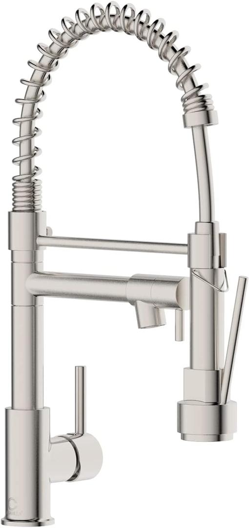 Faucet, Kitchen Faucet with Sprayer, RV Faucet for Kitchen Sink, Single Handle Stainless Steel Kitchen Sink Faucets with Dual Function Spray Head, Nickel Brushed (B.Nickel Brushed)