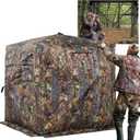 FUNHORUN Hunting Blind 270 Degree See Through Ground Blind with Carrying Bag, 2/ 3 Person Pop Up Camouflage Tent Portable Concealed Shelter