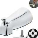 Slip Fit Tub Spout with Pull-Up Diverter for 1/2 inch Copper Tube,5.4 INCHES in Length, Easy to Install, Chrome (Not Applicable to Threaded Pipes) Thickened and Elongated Design 300 Grams