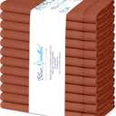 Blue Needles Set of 12 Hemstitch Linen Napkins 100% Cotton Rust Cloth Dinner Napkins 18x18 inches, Soft, Reusable, Absorbent, Washable, Ideal for Wedding Events, Parties & Everyday Use