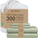 Threadmill Cotton Queen Sheet Set | 100% Cotton Sheets for Queen Size Bed | Solid Sateen Queen Bed Sheets Set with 16 Deep Pocket | Soft Breathable 4-Piece Cooling Bedding Sheet Set | Sage Green