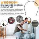 AMI PARTS W10518394 Dishwasher Heating Element Kit Fit for Whirl-pool Dishwasher 66512413N412 66513002N510 7GU2455XTSQ0 7WDT770PAYM3 - replaces 8194250, W10134009, W10441445