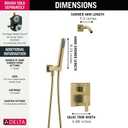 Delta Modern Square Shower System Faucet Set, Brushed Gold Shower Head and Handle Set, Valve Trim Kit, Champagne Bronze T342703-CZLHD (Valve and Head Not Included)