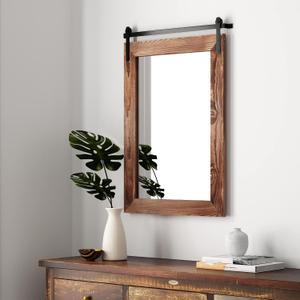 COGOOD Farmhouse Barn Door Mirror - 26 x 17 Brown