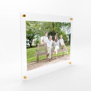 Fab Glass and Mirror Floating Acrylic Picture Frame 10x10, Double Panel Fits Art up to 6x8 inches - Gold