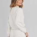 MEROKEETY 2026 Spring Lounge Sets for Women Oversized Batwing Sleeve Casual Top and Shorts 2 Piece Outfits Sweat Set, M
