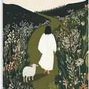 Jesus and Lamb Christian Canvas Wall Art Jesus Leaves the 99 Sheep Painting Picture Wall Decor The Good Shepherd Bible Poster Print Artwork for Living Room Bedroom Church Prayer Room Decorate, Framed