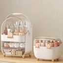Makeup Organizer with Lipstick Holder, Skincare Organizers Storage Box Cosmetic Display Cases, Teen Girl Gifts Make up Organizers for Vanity, Dresser, Countertop, Bathroom(Rose Gold)
