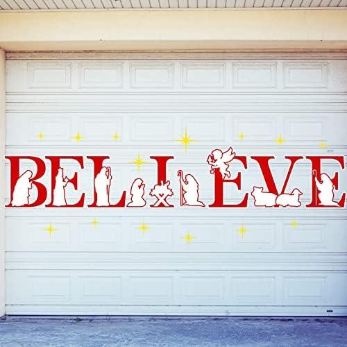 Yinder 22 Pcs Christmas Garage Door Decorations Believe Nativity Magnet Set Nativity Scene Garage Door Decor Christmas Magnets for Xmas Party Refrigerator Supplies