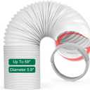 HOXHA Portable Air Conditioner Hose AC Vent Hose with 5.9 Inch AC Vent Hose Adapter, 59 Inch Length 5.9 Inch Diameter AC Replacement Exhaust Hose Anti-Clockwise with Coupler Connector
