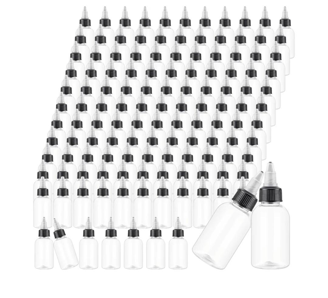 1oz Plastic Squeeze Bottles with Twist Cap Lids 30ml Clear Dispensing Bottles Empty for Sauces, Oil, Paint, Tattoo Ink, Crafts (Clear)