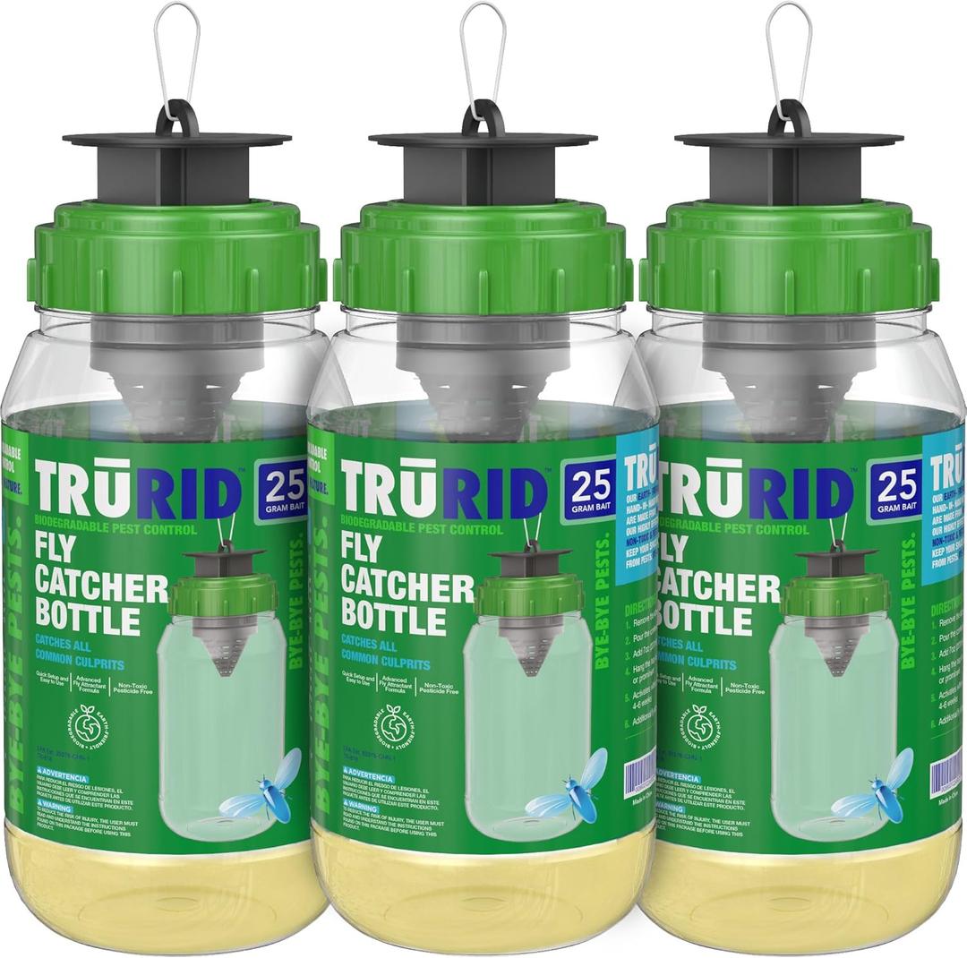 Fly Traps Outdoor- Reusable Hanging Fly Trap- (3-Pack) Add Water to Catch House & Horse Flies in Garden, Backyard & Barn, Natural and Non-Toxic