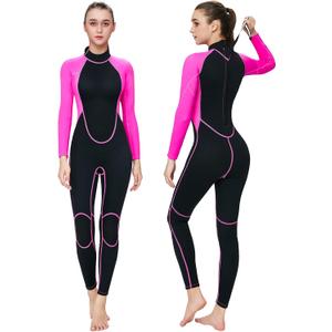 Flexel Full Wetsuit Womens 2mm,Long Sleeve Womens Neoprene Wet Suit Snorkeling Scuba Surfing Wetsuits Full Swimsuit 2mm(Black/Pink, Medium)