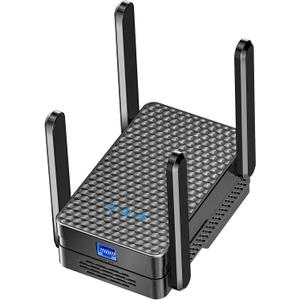 2026 WiFi 6 Extender Signal Booster, Longest Range up to 19980 sq.ft for Home, AX3000 Dual Band WiFi Repeater, Wireless Internet Extender with Gigabit Ethernet Port, 10X Faster Access Point, Onemesh (black glossy)