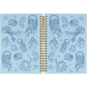 Blue Jellyfish Journal Notebook - Ocean Sea Life Coastal Themed Aesthetic Notebooks College Ruled for Office School Classroom, Gifts for Women Girls Kids, Hardcover Spiral Notebook 5.5"x8.3"