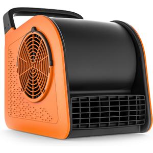 Air Mover Blower Fan: High Velocity Floor Fans for Cooling and Drying, Carpet Dryer with Heater, Filter, UV Light, 3 Speeds, 185 Rotating for Industrial, Orange, Large
